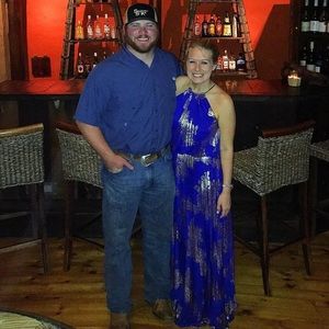 MSK Metallic-Print Pleated Blouson Dress